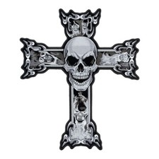 Skulls In Grey Smoke  Cross Patch, Skull Back Patches