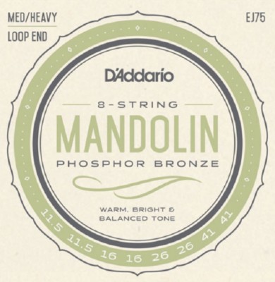 D'Addario EJ75 Mandolin Strings Phosphor Bronze Medium Heavy 11.5  