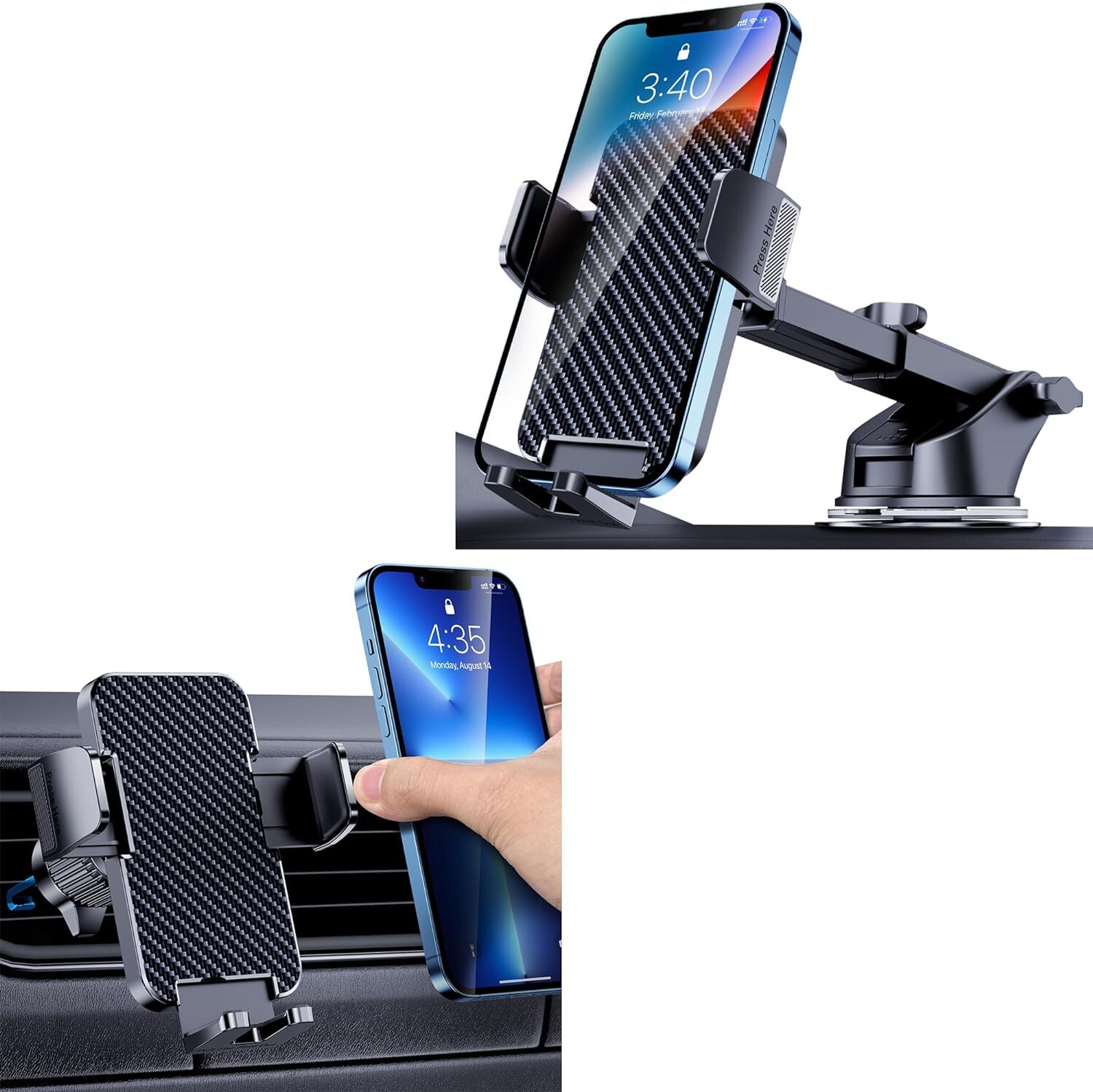 Car Phone Mount with 360 degree Swivel Head Compatible with iPhone and Android-image