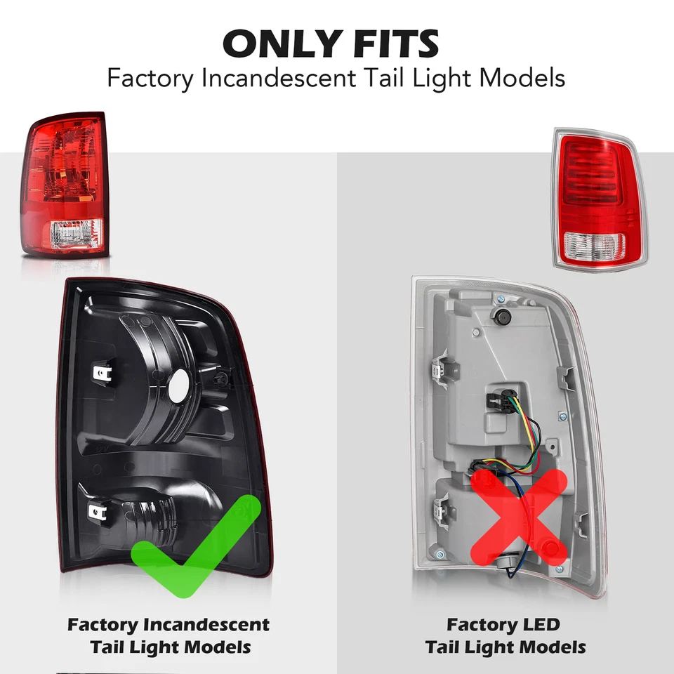 For 09-2018 Dodge Ram 1500 10-18 Ram 2500 3500 Black LED Tube Tail Lights Pair - Image 3 of 4