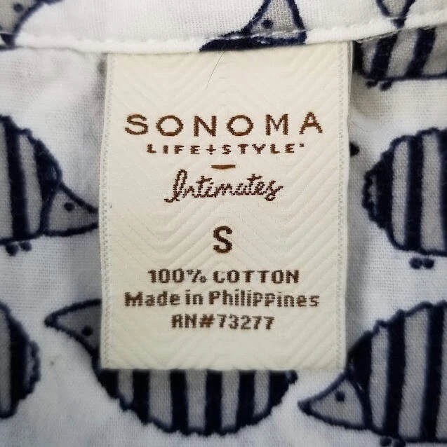 Camisa para dormir Sonoma para mujer pequeña negra blanca armadillo manga larga pijama de algodón Foto 4 de 4