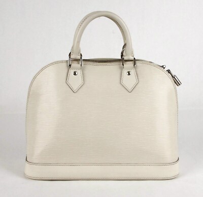 Louis Vuitton Ivory Epi Leather Alma PM Bag with Lock, Silver