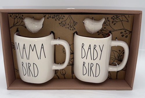 NWT Mug Set Rae Dunn Mothers Day Mama Bird Baby Bird Charm