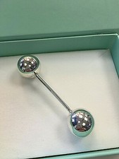 GENUINE 925 SOLID STERLING SILVER LOVELY BABY RATTLE DUMBBELL BARBELL KEEPSAKE