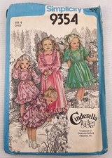 Simplicity Sewing Pattern 9354 Cinderella Size 6 Child Dress 1979