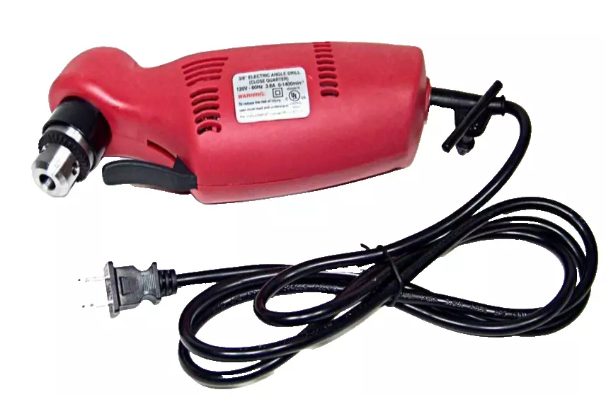 Electric Drill 3/8" Chuck Close Quarter  Right Angle Reversible UL Listed Tool - Image 2 of 3