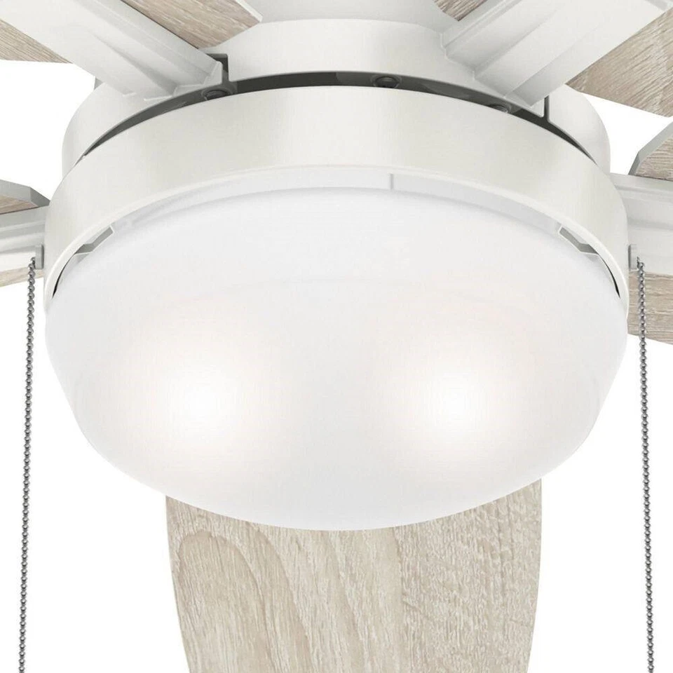 Hunter Fan 52 in Contemporary in Fresh White Ceiling Fan w Light and Pull Chain - Image 3 of 4