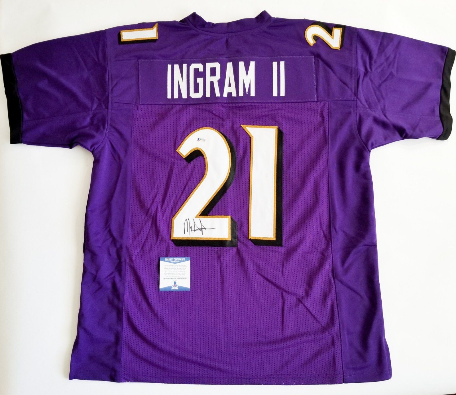 Mark Ingram Autographed Signed Baltimore Ravens Custom Jersey (Beckett Authenticated) 