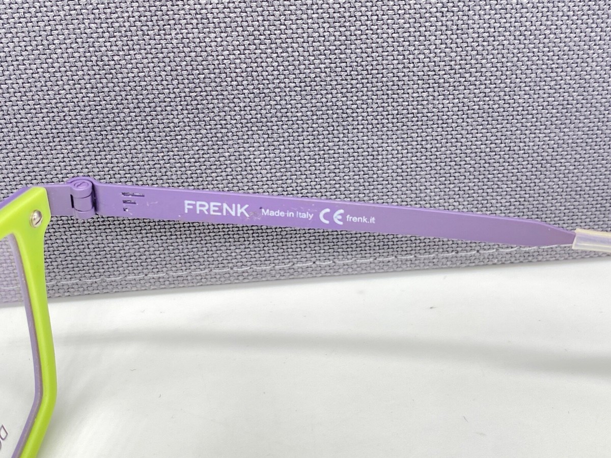 Brille3788 アイボリー×ブルー　M FRENK Brille Damen Lila Limette Titan Rechteckig Vollrand