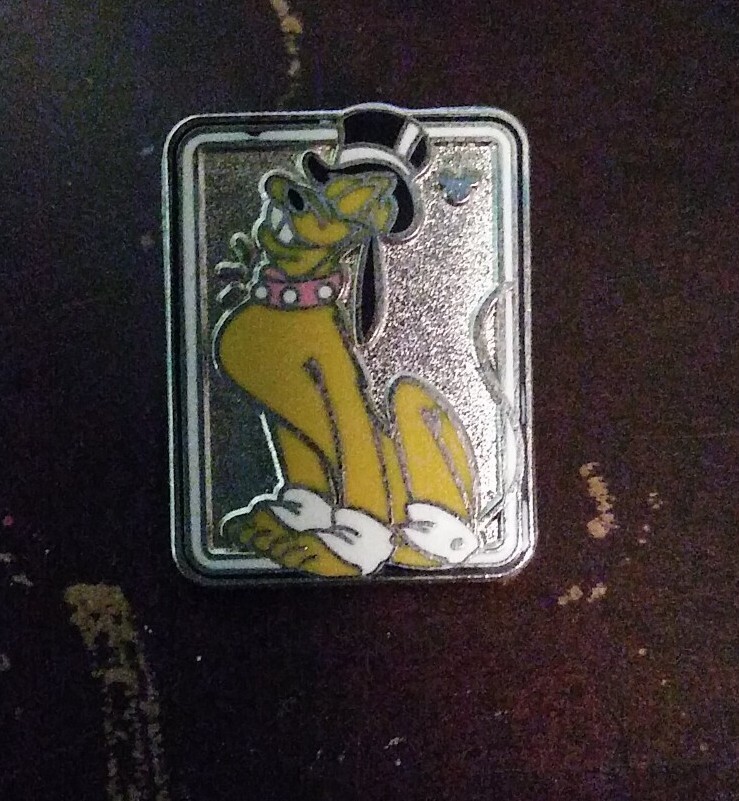 Hidden Mickey Disney Pluto Silver Square Tux and Top Hat Cast Lanyard Pin 2008