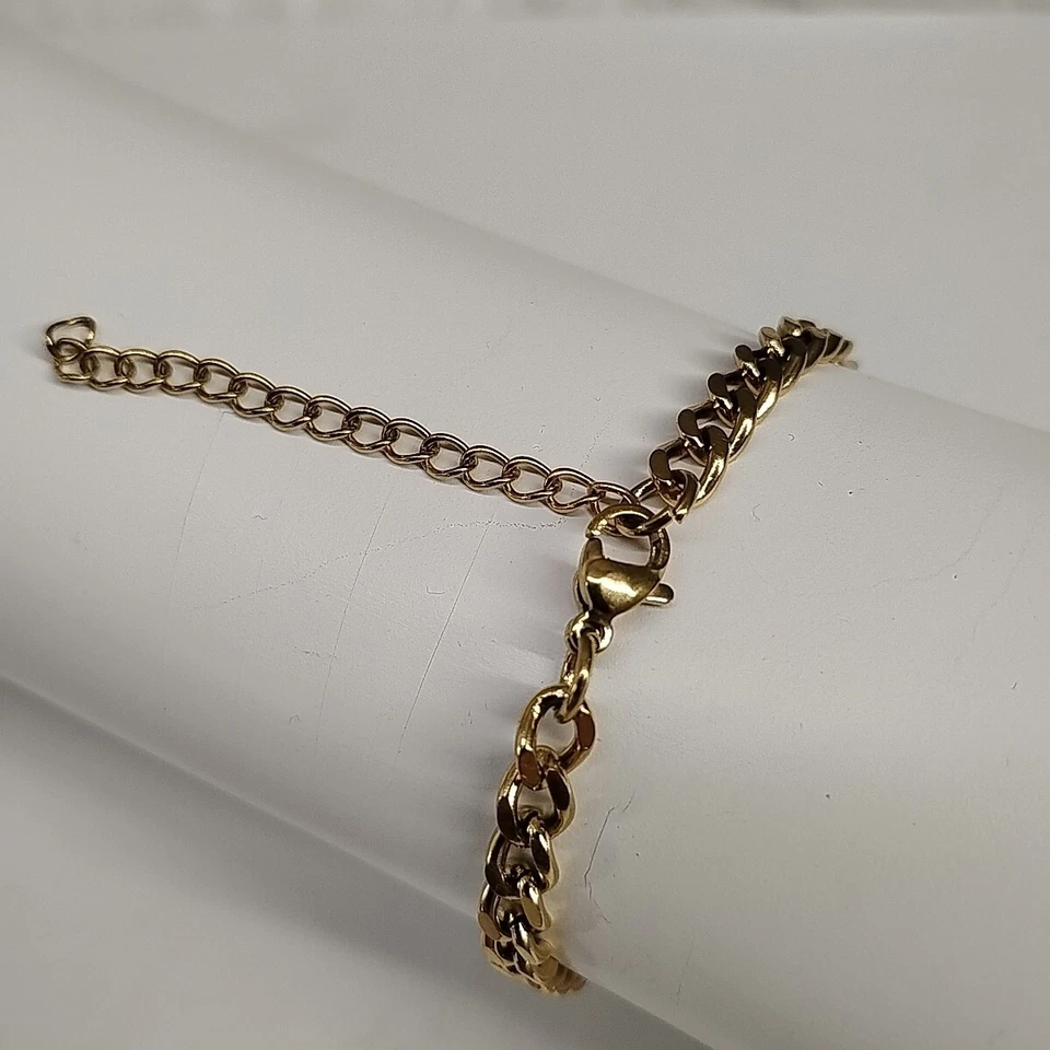 Мужской браслет с латунным покрытием кубинская цепочка позолота 7–9 дюймов - Изображение 2 из 4