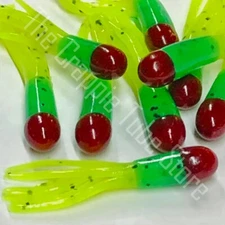 1.5" Tri-Color Crappie Jig Tube 50 Pack       Red/Green/Chartreuse Pepper