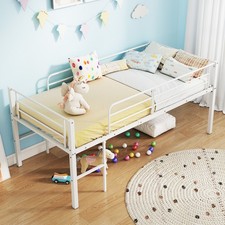 Heavy Duty Metal Slats Support Loft Bed with 2 Ladders