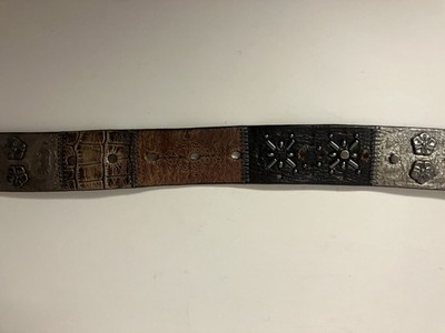 Y2K Fossil Genuine Leather Belt Patchwork Studded Boho  display picture 1