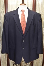 Jos A Bank 52 R brass button navy blue 1 vent wool sport coat blazer g2j8