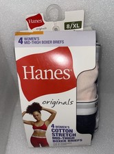 Hanes Originals 4 PACK Womens Mid-Thigh Boxer Brief Assorted Colors Size 8 XL