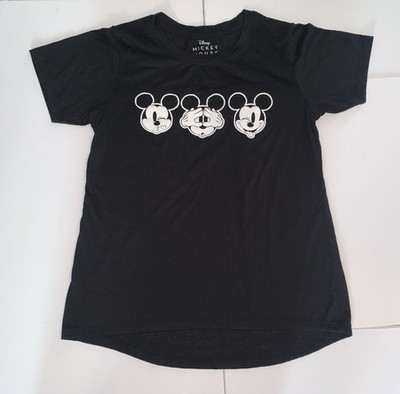 Disney Black T-Shirt Mickey Mouse Kiss Wink Peek-a-boo Womens Size M Disneyland
