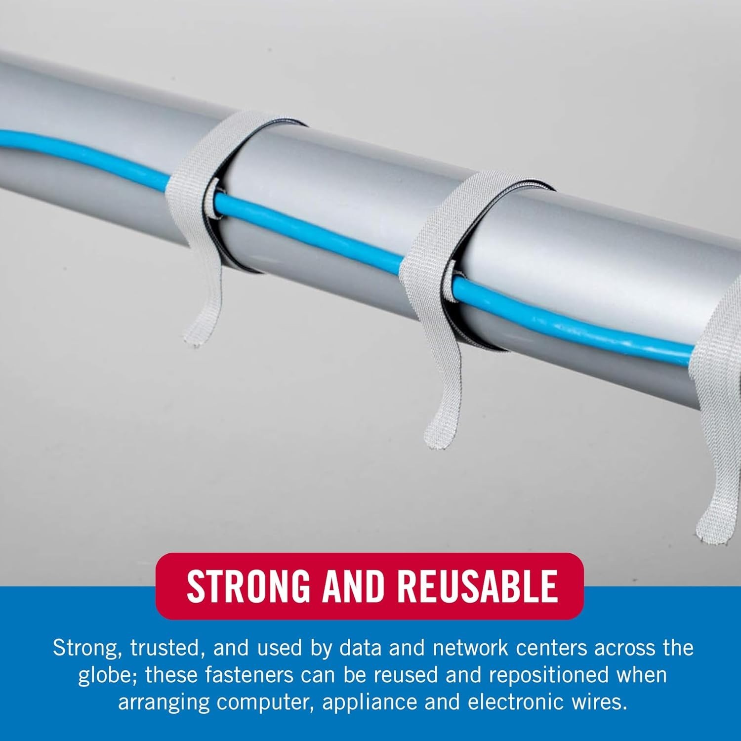 VELCRO Brand ONE-WRAP Cable Ties, 100Pk, 8 X 1/2" Black Cord Organization Straps