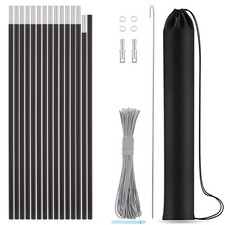 Hibinew Aluminum Tent Poles Replacement,Pre-Assembled 20ft 0.4in, Black