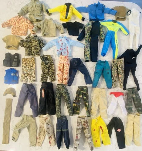 Vintage Large Lot Of 38 Assorted Gi Joe and other Brands of Clothing ESTATE FIND