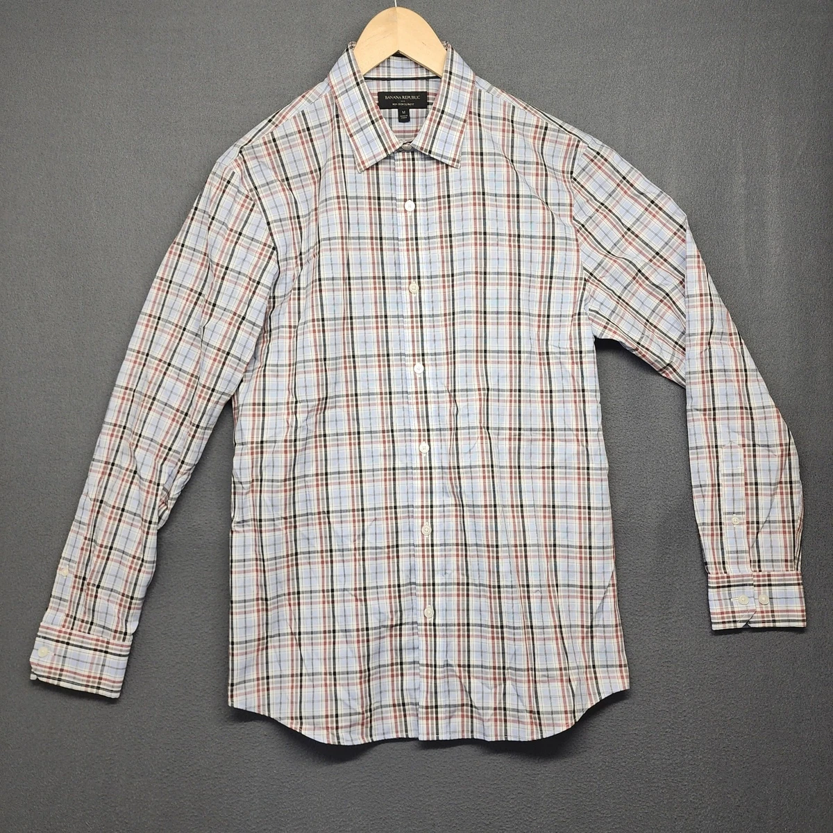 Chemise Homme Banana Republic à Carreaux - Blanc Jaune Gris Taille L - Occasion Très Bon état