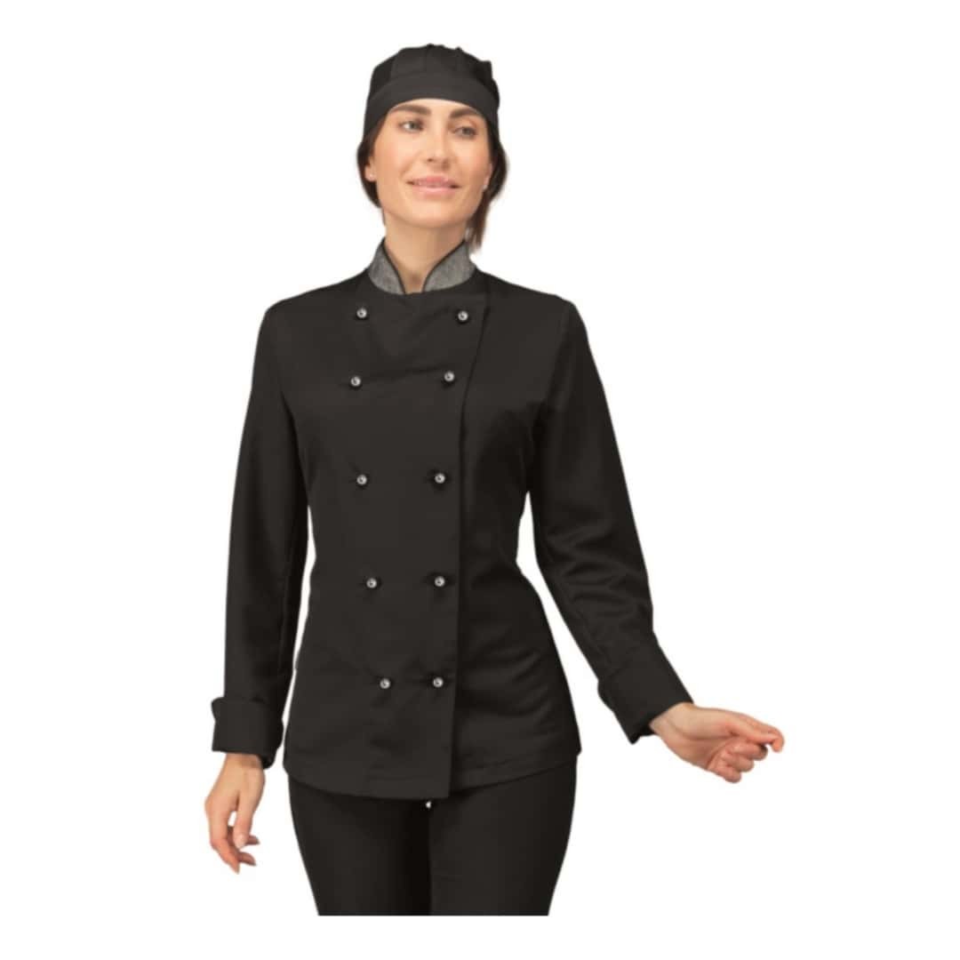 Chaqueta Cocinera Lady Boheme Negra Y Lurex Plata A Manga Larga Isacco -