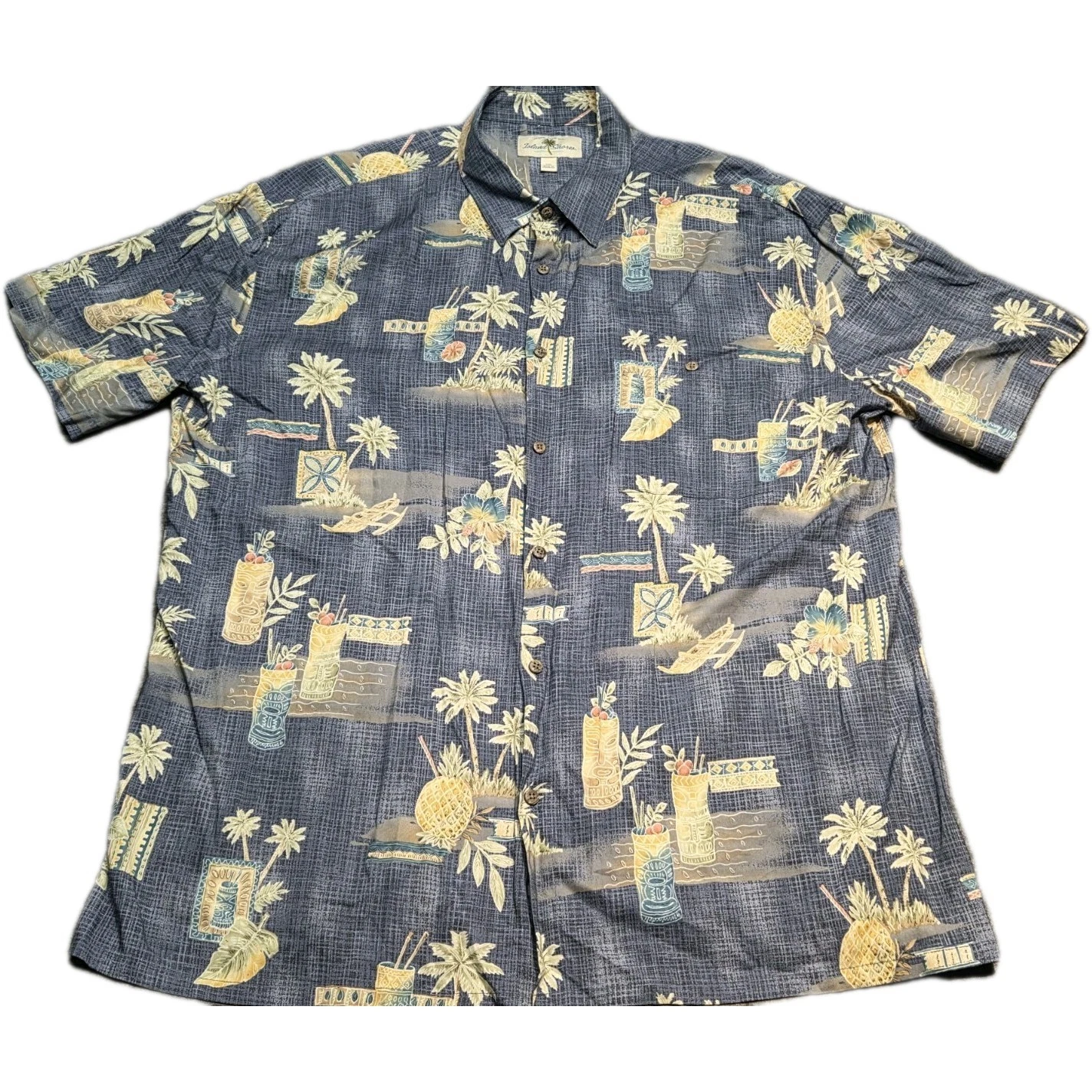 Island Shores Hawaiian Shirt Men 2XL Rayon Short Sleeve Button Up Indonesia