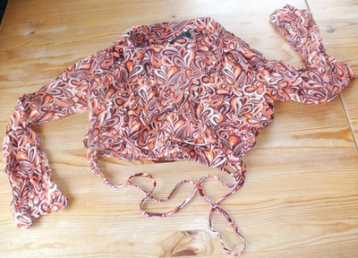 gebrauchtes UO Bea Orange Swirl Wrap Top von Urban Outfitters; Gr. S