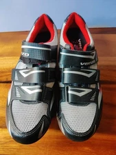 Venzo MX  Women's 8 /Men's 6.5 Silver Black 3 Strap Cycling Biking Cleats Shoes 