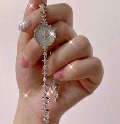 APM Monaco Star Adjustable sterling  Silver Bracelet 925  Clear Stones