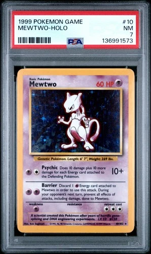 1999 POKEMON BASE SET UNLIMITED #10 MEWTWO-HOLO PSA 7