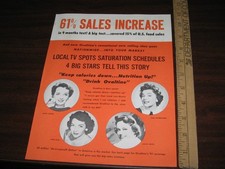 OVALTINE 1950s salesman promo ad sheet Mary Astor Alexis Smith Ann Rutherford