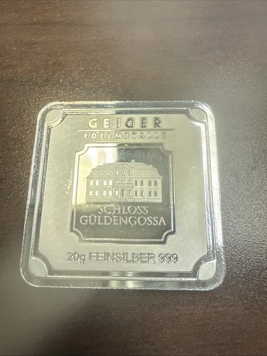 20 Gram Geiger Edelmetalle Silver Square Bar 999 Fine Germany (Loose)