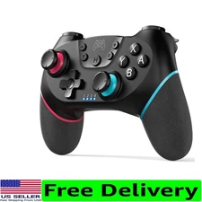 Red & Blue Wireless Switch Controller - Custom Turbo Gamepad with 10 Buttons