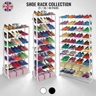 White Black 7-10 Tier Shoe Rack 21 30 40 Pairs Storage Organiser Stand Shelf-UK
