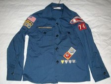 Boy Scouts of America BSA Blue Long Sleeve Shirt Patches Boy's size 10 used