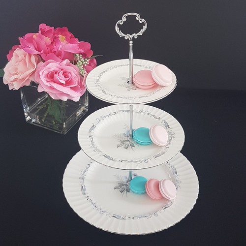 Handmade 3 Tier Cake Stand Paragon Bone China Tiered Plate Tea Party Tiered Tray - Picture 2 of 11