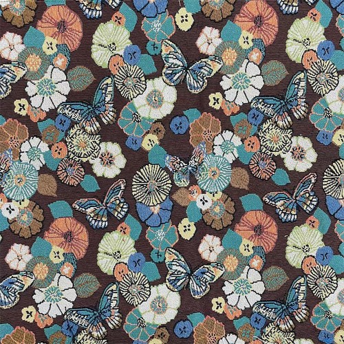 Arazzo jacquard francese farfalla agrifoglio vintage tessuto tappezzeria decorativo - Foto 4 di 13