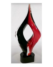 Red & Black Twist Art Glass Art Hand made & Handblown Art 13 3/4" See Video