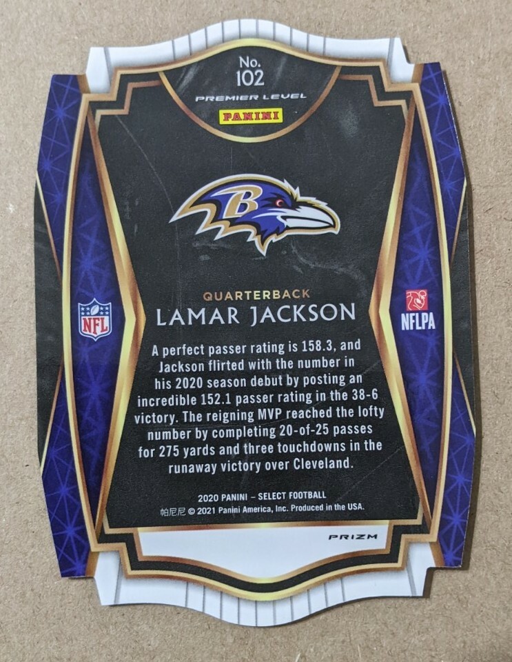 2020 SELECT PRIZM MAROON DIE CUT #102 LAMAR JACKSON | eBay