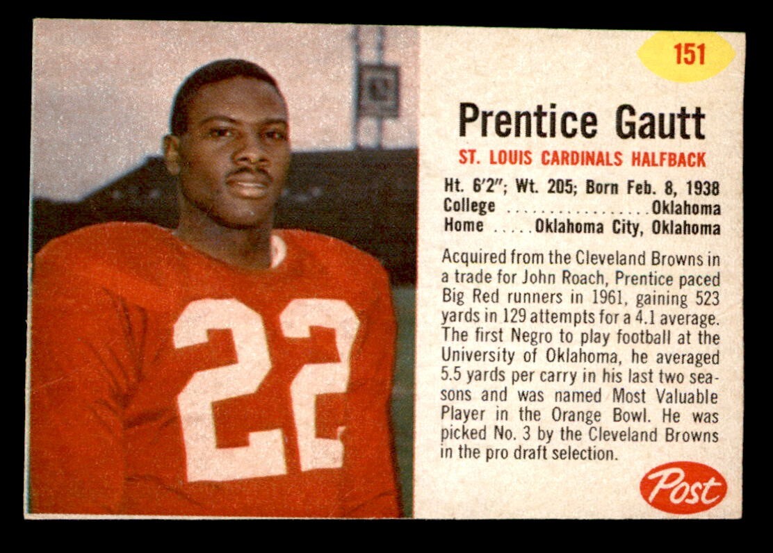 1962 Post Football #151 Prentice Gautt PR