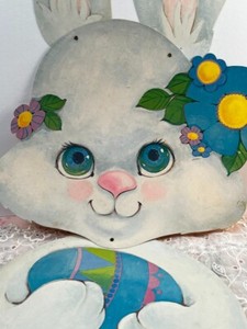 Vintage Die Cut Easter Bunny 36" H 12"W Super Cute Wall Window Cardboard Bunny