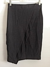 NWT ZARA Trafaluc Black Textured Asymmetric Hem Pencil Skirt Womens sz Small