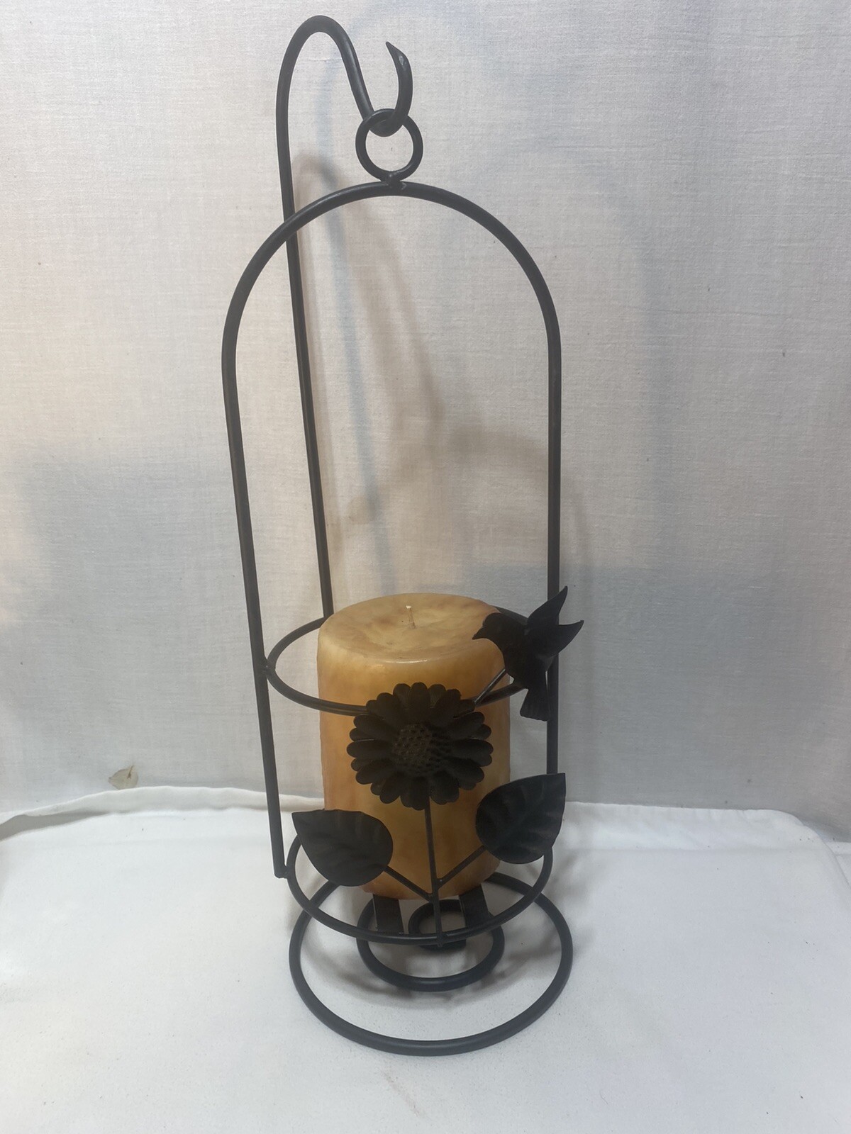 HUMMINGBIRD & FLOWER HANGING PILLAR CANDLE OR PLANT HOLDER SET 18&rdquo;