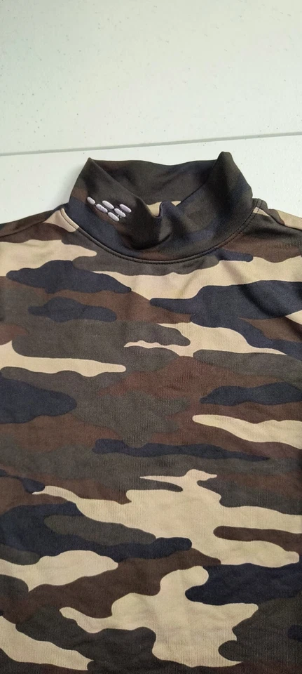 Suéter BCG Para Mujer Cuello Simulado Manga Larga Camuflado Exterior Marrón Talla Pequeña G001 Foto 2 de 4