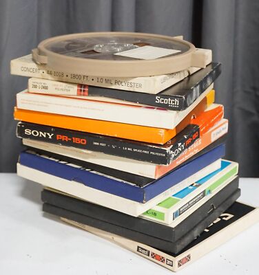-=LOT OF 13=-PRE-RECORDED 1/4'' X7'' REEL TO REEL AUDIO TAPES (SCOTCH, SONY,+MORE)