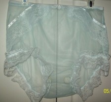 SEAMLESS Blue SHEER NYLON SISSY PANTIES BRIEFS Waistband Stretches 27-42" L