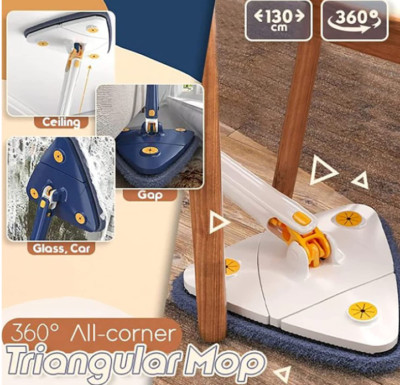 Upattend Mop, Upattend Triangle, 360°Rotatable Adjustable Cleaning, Wet and Dry