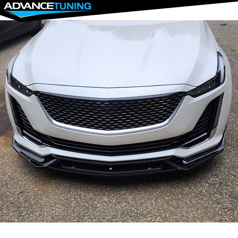 Fits 20-24 Cadillac CT5 3PCS Gloss Black Front Bumper Lip Spoiler Splitter PP