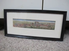Antique French VILLAGE & CHATEAU Nogent Leroy Comte Hand Colored Engraving Print